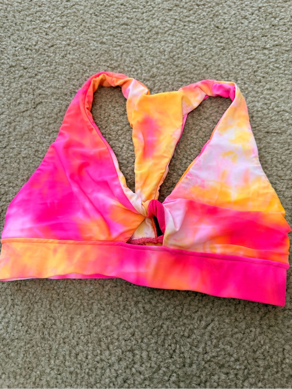 Tie-Dye Pink & Orange Knot-Front Women's Swim Top